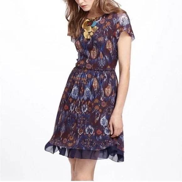 anthro blue floral dress ALC Moira Matte Pleated Maxi Dress